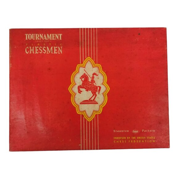E S Lowe Co. Staunton Pattern Tournament Plastic Chessmen No. 809 Vintage 1945 - Picture 3 of 14